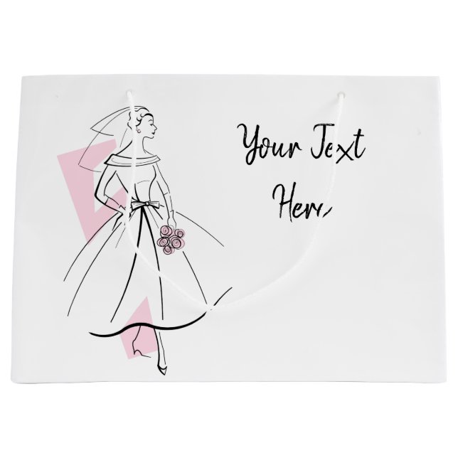Mode Brie Pink Text Geschenktasche groß Große Geschenktüte (Vorderseite)