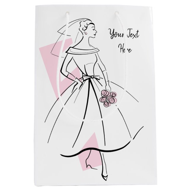 Mode Brie Pink Text Geschenktasche Medium Mittlere Geschenktüte (Vorderseite)