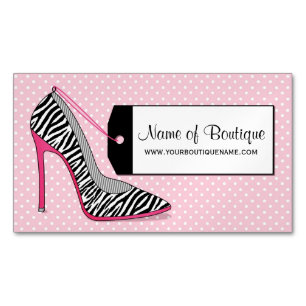 Mode-Butike-Rosa-Schwarzeszebra-Druck-Schuhe Magnetische Visitenkarte