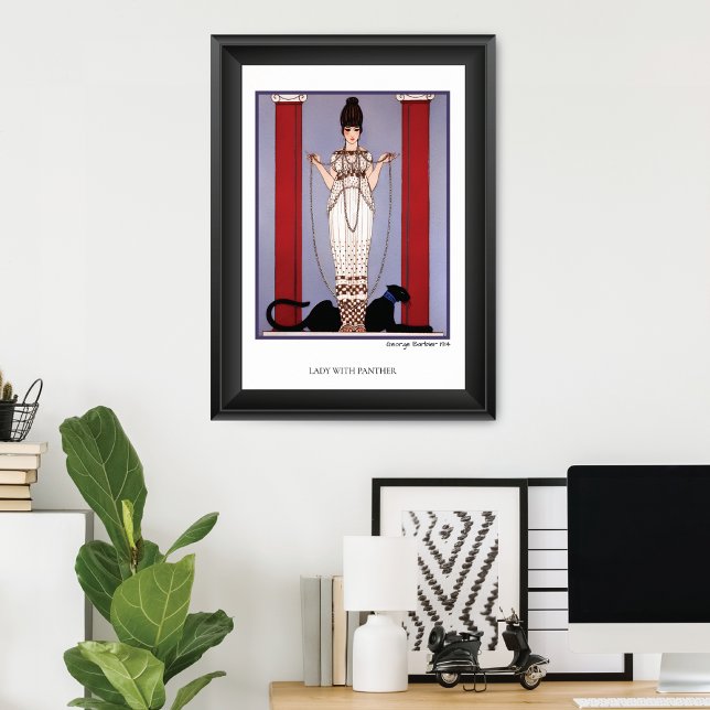 Mode Dame mit schwarzem Panther George Barbier Poster (Von Creator hochgeladen)