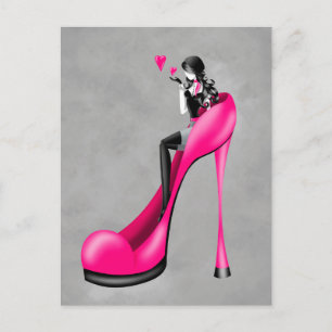 Mode-Dame mit Stöckelschuh Postkarte
