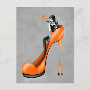 Mode-Dame mit Stöckelschuhen Postkarte