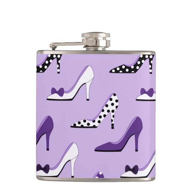 Mode-Dame Purple Heels Flachmann (Vorderseite)