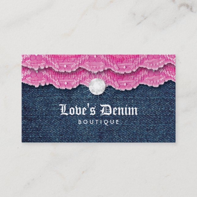 Mode-Denim-Jeans-Spitze-Schmuck-Rosa Visitenkarte (Vorderseite)