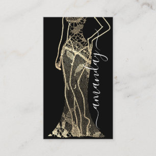 Mode Designer Dress Logo QR Gray Black Gold Visitenkarte