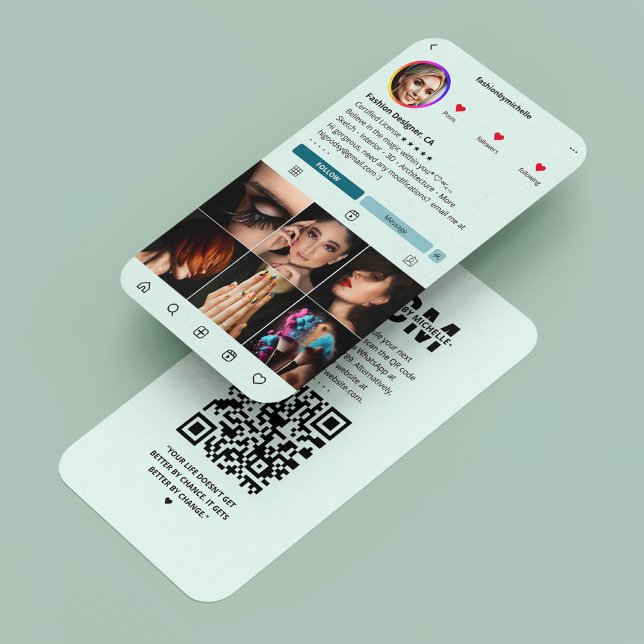 Mode Designer Instagram Mint Moderne Visitenkarte (Fashion Designer Instagram Mint Modern Business Card
)
