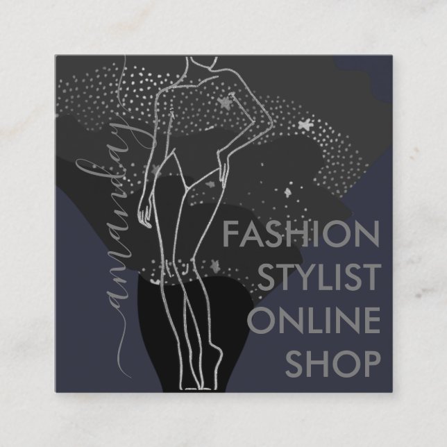 Mode-Designer Logo QR Body SHAPE Stylist Grau Quadratische Visitenkarte (Vorderseite)