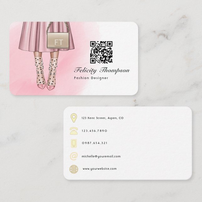 Mode Designer Monogramm-QR-Code Visitenkarte (Vorne/Hinten)