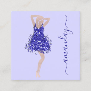 Mode Designer Shop Rose Blaues Kleid QR Logo Quadratische Visitenkarte