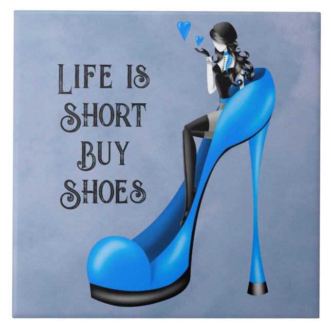 Mode-Diva in Stiletto Blau Fliese (Vorderseite)