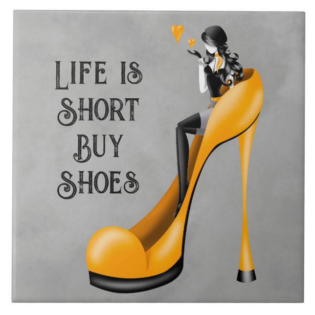 Mode-Diva in Stiletto Golden  Fliese (Vorderseite)