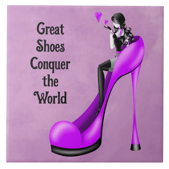 Mode-Diva in Stiletto Lila  Fliese (Vorderseite)