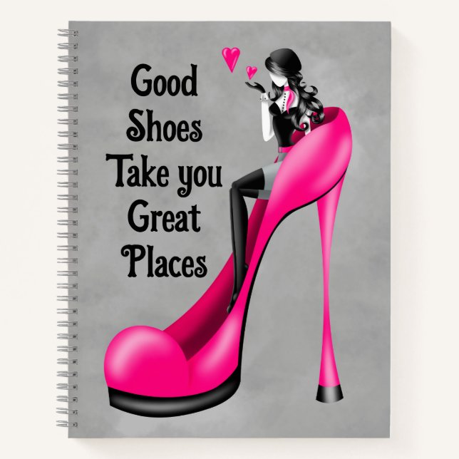 Mode-Diva in Stiletto-Rosa Notizbuch (Vorderseite)