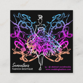 Mode Dress Girl Schmetterling abstrakt Quadratische Visitenkarte