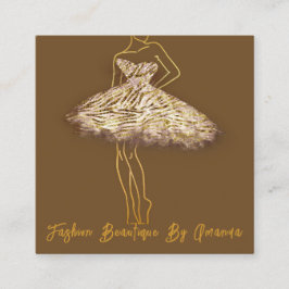 Mode Dress Logo QR Code Braun Rose Gold Dress Quadratische Visitenkarte