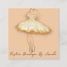 Mode Dress Logo QR Code Glitzer Gold Glam Quadratische Visitenkarte