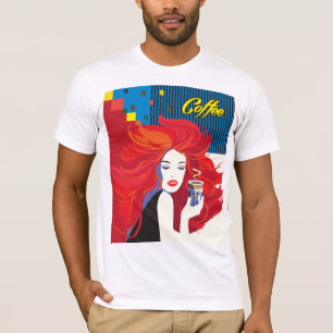 Mode femme avec tasse de café T-shirt