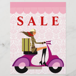 Mode Flyer Scooter Frau Rosa Damast