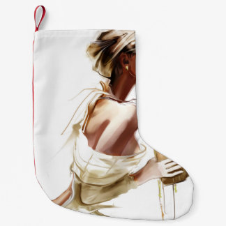 Mode Frau: Stilvolles, zeitgenössisches Portrait. Kleiner Weihnachtsstrumpf