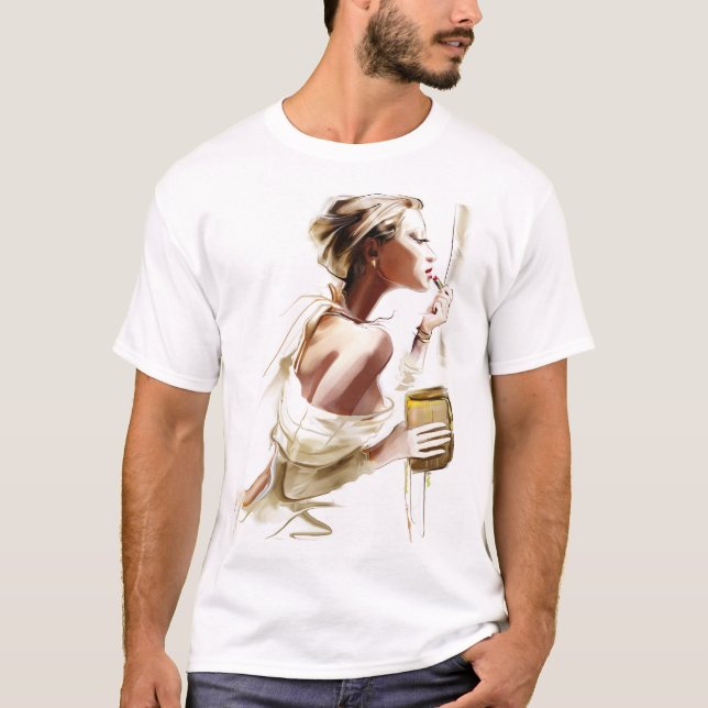 Mode Frau: Stilvolles, zeitgenössisches Portrait. T-Shirt (Vorderseite)