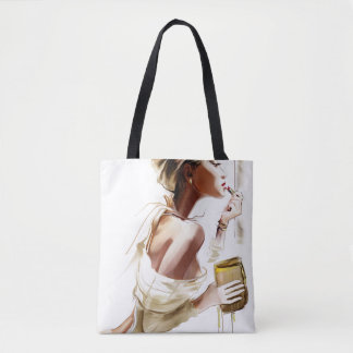 Mode Frau: Stilvolles, zeitgenössisches Portrait. Tasche