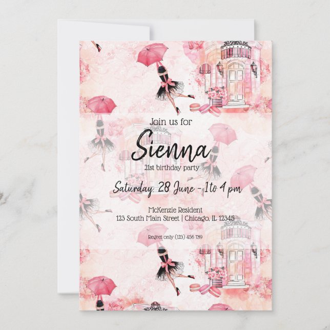 Mode-Girl Einladung (Vorderseite)