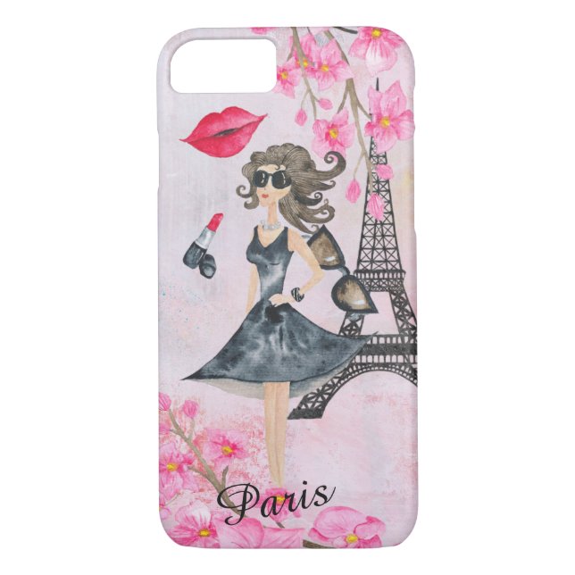 Mode Girl in Paris Editable Phonecase Case-Mate iPhone Hülle (Rückseite)