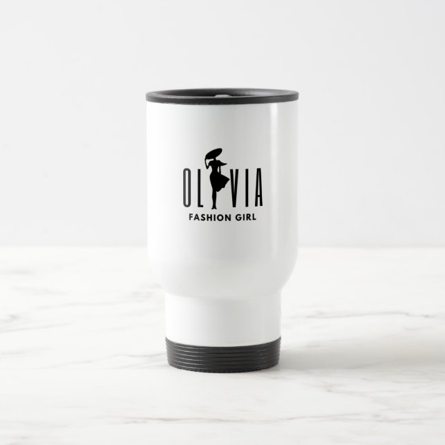 Mode Girl shadow Olivia niedliche Geschenkidee Reisebecher (Mittel)