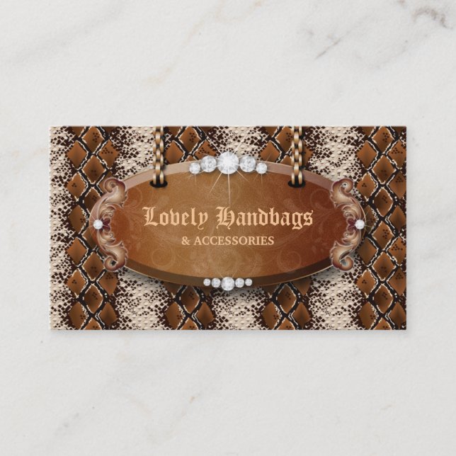 Mode-Handtaschen-Geldbeutel-Leder Snakeskin Brown Visitenkarte (Vorderseite)