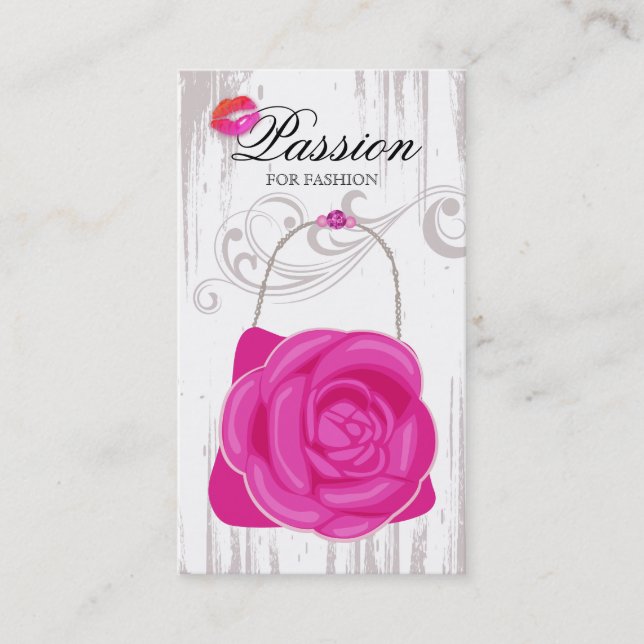 Mode-Handtaschen-Rosen-Geldbeutel-RosaGrunge Visitenkarte (Vorderseite)