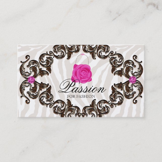 Mode-Handtaschen-Rosen-Geldbeutel-Rosazebra-Rahmen Visitenkarte (Vorderseite)