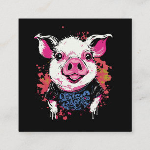 Mode-Hipsta-Schwein Graffiti-Stil bedruckbar de Quadratische Visitenkarte