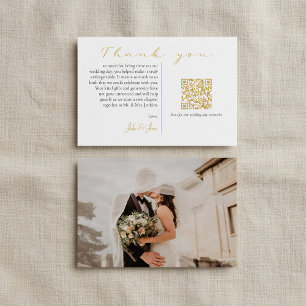 Mode Hochzeit Foto und Erinnerungen Gold QR-Code Dankeskarte