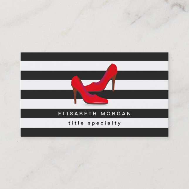 Mode Hot Red High Heels Shoes - Klassische Streife Visitenkarte (Vorderseite)