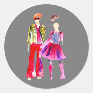 Mode Illustration Aquarellboho Runder Aufkleber