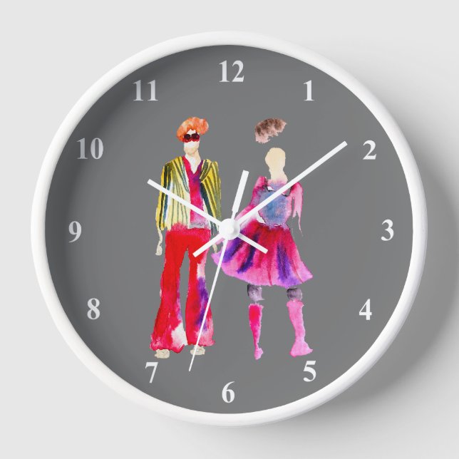 Mode Illustration Aquarellboho Uhr (Vorderseite)