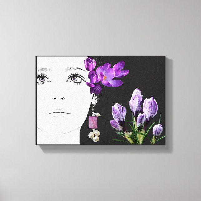 Mode Illustration floraler lila Crocus gürtlich Leinwanddruck (Vorderseite)
