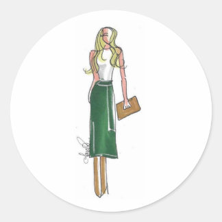 Mode-Illustration grüne Klebeetiketten Runder Aufkleber