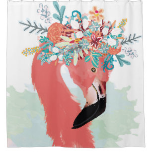 Mode-Illustration mit gezeichnet rosa Flamingoflam Duschvorhang