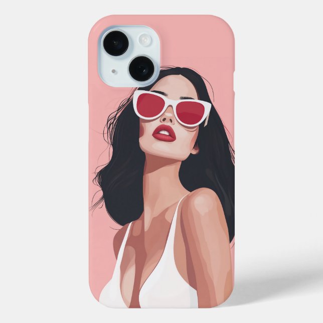Mode Illustration Stilvolle Frau mit Sonnenbrille Case-Mate iPhone Hülle (Rückseite)