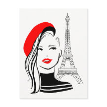 Mode Illustratorin Französisch Frau in roter Beret