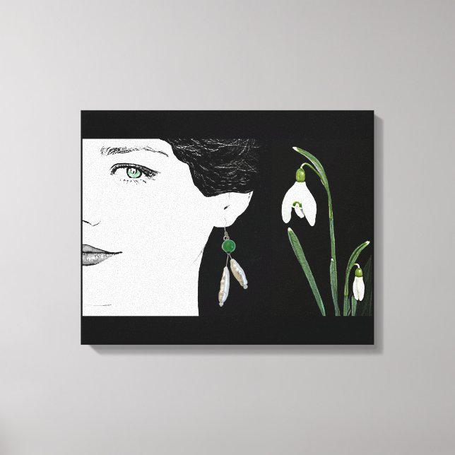 Mode Illustratorin in Perlmuttblüte Leinwanddruck (Vorderseite)