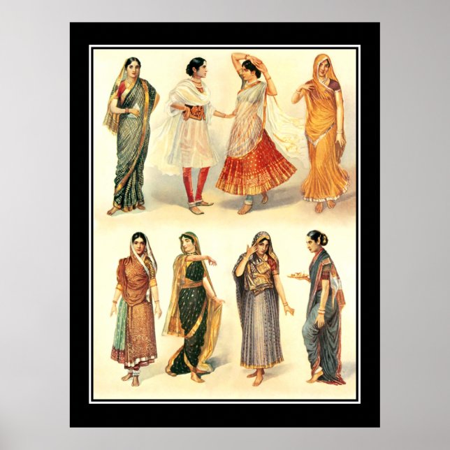Mode Inde  Affiche Vintage Sari (Devant)