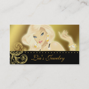 Mode Jewelry Hübsch Blonde Woman Gold Visitenkarte
