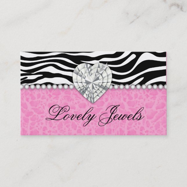 Mode Juwelen in Perlen Leopard Zebra Lace Pink Visitenkarte (Vorderseite)