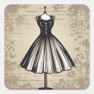 Mode-LBD-Illustrationsaufkleber Quadratischer Aufkleber