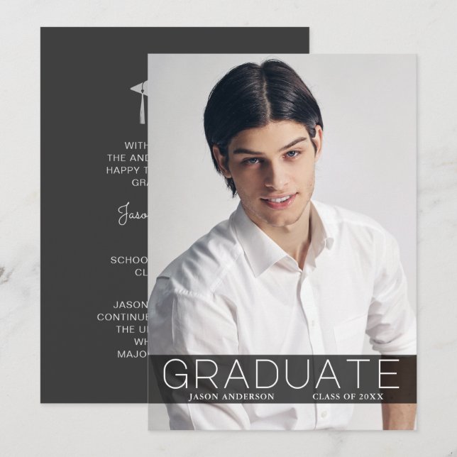 Mode moderne 1 Photo Carte Faire-part Graduelle (Devant / Derrière)