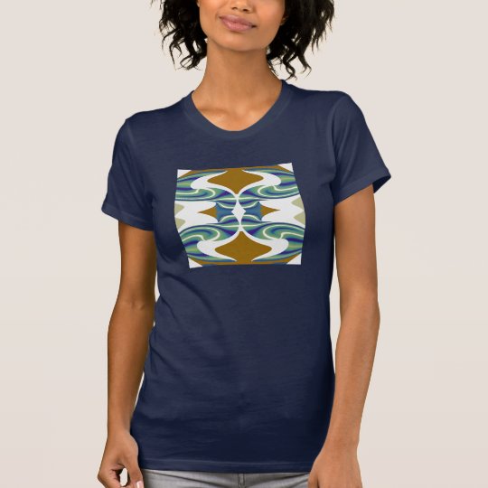 Mode-Muster-Shirt 4 Ihr-Blau, weiß, Gold T-Shirt