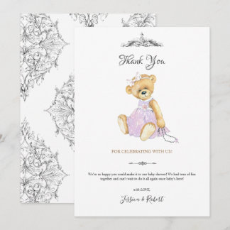 Mode ours en peluche petite dame Carte de remercie