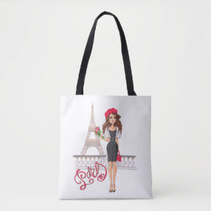 Mode-Paris-Mädchen handgemalt Tasche